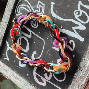 Nwt Colorful Chain Link Necklace